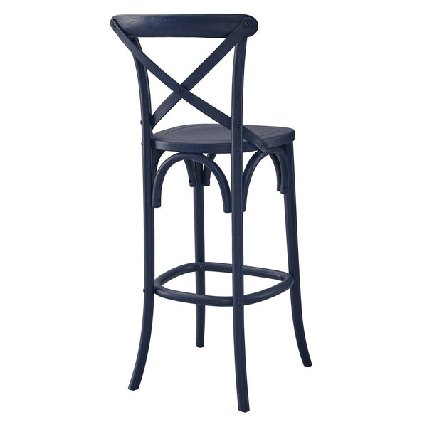 Modway Furniture Gear Bar Stool by Modway - Farmhouse Style, Durable Elm Wood, Comfortable Seating for Modern Spaces Midnight Blue EEI-5563-MID
