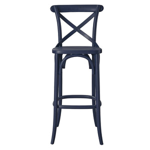 Modway Furniture Gear Bar Stool by Modway - Farmhouse Style, Durable Elm Wood, Comfortable Seating for Modern Spaces Midnight Blue EEI-5563-MID