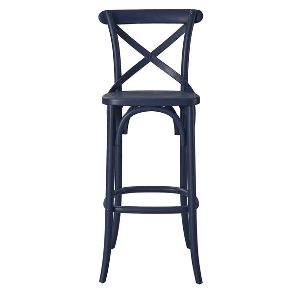 Modway Furniture Gear Bar Stool by Modway - Farmhouse Style, Durable Elm Wood, Comfortable Seating for Modern Spaces Midnight Blue EEI-5563-MID