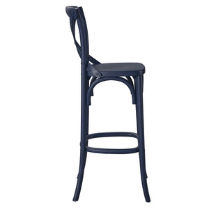 Modway Furniture Gear Bar Stool by Modway - Farmhouse Style, Durable Elm Wood, Comfortable Seating for Modern Spaces Midnight Blue EEI-5563-MID