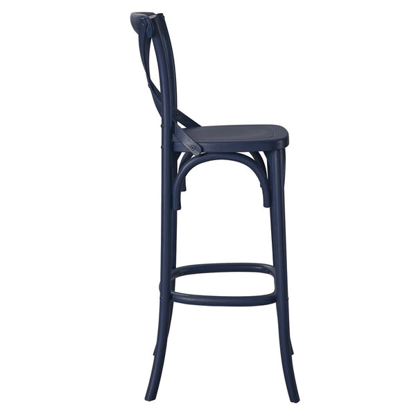 Modway Furniture Gear Bar Stool by Modway - Farmhouse Style, Durable Elm Wood, Comfortable Seating for Modern Spaces Midnight Blue EEI-5563-MID