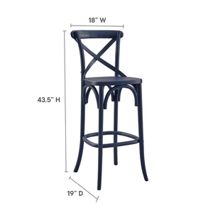 Modway Furniture Gear Bar Stool by Modway - Farmhouse Style, Durable Elm Wood, Comfortable Seating for Modern Spaces Midnight Blue EEI-5563-MID