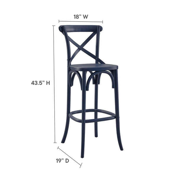 Modway Furniture Gear Bar Stool by Modway - Farmhouse Style, Durable Elm Wood, Comfortable Seating for Modern Spaces Midnight Blue EEI-5563-MID