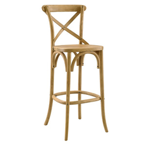 Modway Furniture Gear Bar Stool by Modway - Farmhouse Style, Durable Elm Wood, Comfortable Seating for Modern Spaces Natural EEI-5563-NAT