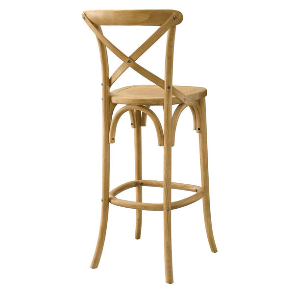 Modway Furniture Gear Bar Stool by Modway - Farmhouse Style, Durable Elm Wood, Comfortable Seating for Modern Spaces Natural EEI-5563-NAT