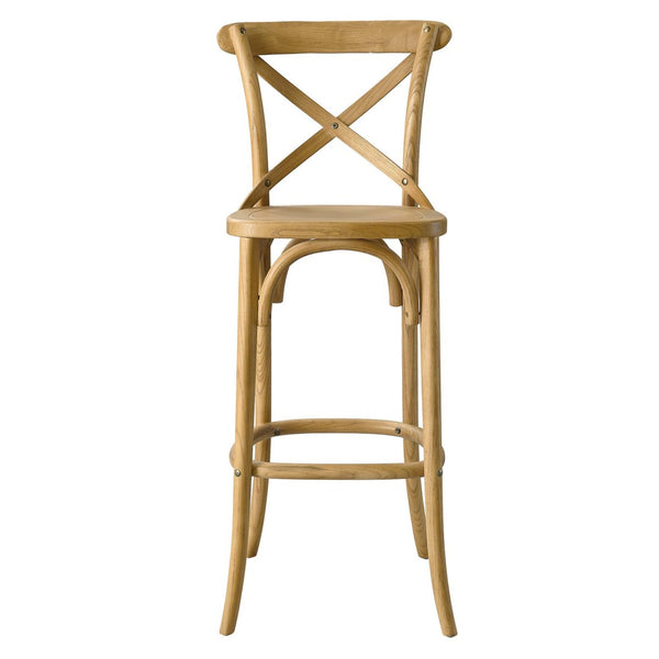 Modway Furniture Gear Bar Stool by Modway - Farmhouse Style, Durable Elm Wood, Comfortable Seating for Modern Spaces Natural EEI-5563-NAT