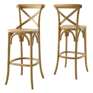 Modway Furniture Gear Bar Stool by Modway - Farmhouse Style, Durable Elm Wood, Comfortable Seating for Modern Spaces Natural EEI-5563-NAT
