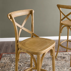 Modway Furniture Gear Bar Stool by Modway - Farmhouse Style, Durable Elm Wood, Comfortable Seating for Modern Spaces Natural EEI-5563-NAT