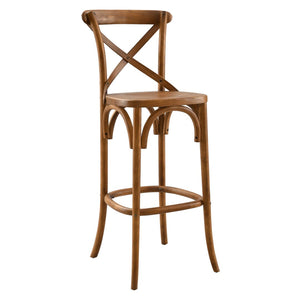 Modway Furniture Gear Bar Stool by Modway - Farmhouse Style, Durable Elm Wood, Comfortable Seating for Modern Spaces Walnut EEI-5563-WAL