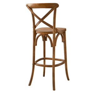 Modway Furniture Gear Bar Stool by Modway - Farmhouse Style, Durable Elm Wood, Comfortable Seating for Modern Spaces Walnut EEI-5563-WAL