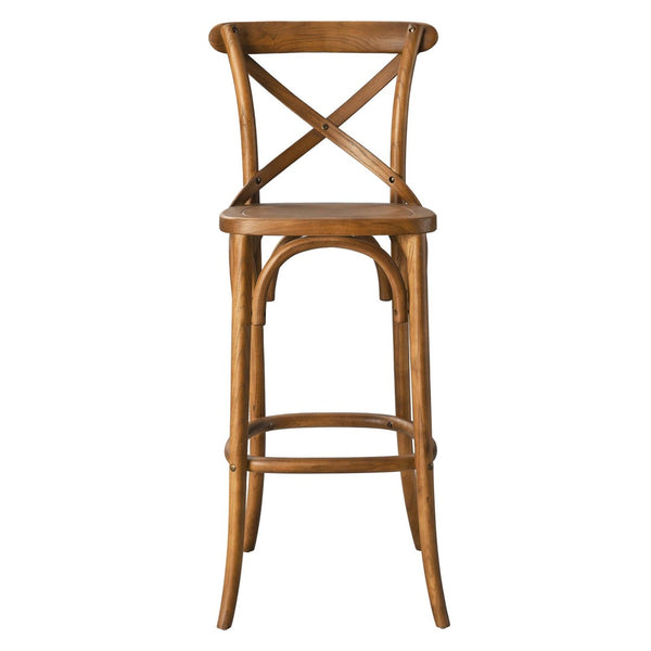 Modway Furniture Gear Bar Stool by Modway - Farmhouse Style, Durable Elm Wood, Comfortable Seating for Modern Spaces Walnut EEI-5563-WAL