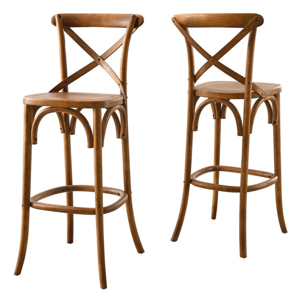 Modway Furniture Gear Bar Stool by Modway - Farmhouse Style, Durable Elm Wood, Comfortable Seating for Modern Spaces Walnut EEI-5563-WAL