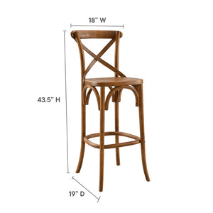 Modway Furniture Gear Bar Stool by Modway - Farmhouse Style, Durable Elm Wood, Comfortable Seating for Modern Spaces Walnut EEI-5563-WAL