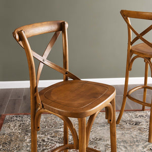 Modway Furniture Gear Bar Stool by Modway - Farmhouse Style, Durable Elm Wood, Comfortable Seating for Modern Spaces Walnut EEI-5563-WAL