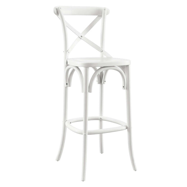 Modway Furniture Gear Bar Stool by Modway - Farmhouse Style, Durable Elm Wood, Comfortable Seating for Modern Spaces White EEI-5563-WHI
