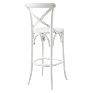 Modway Furniture Gear Bar Stool by Modway - Farmhouse Style, Durable Elm Wood, Comfortable Seating for Modern Spaces White EEI-5563-WHI
