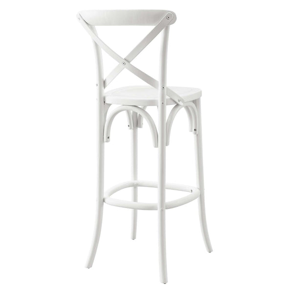 Modway Furniture Gear Bar Stool by Modway - Farmhouse Style, Durable Elm Wood, Comfortable Seating for Modern Spaces White EEI-5563-WHI