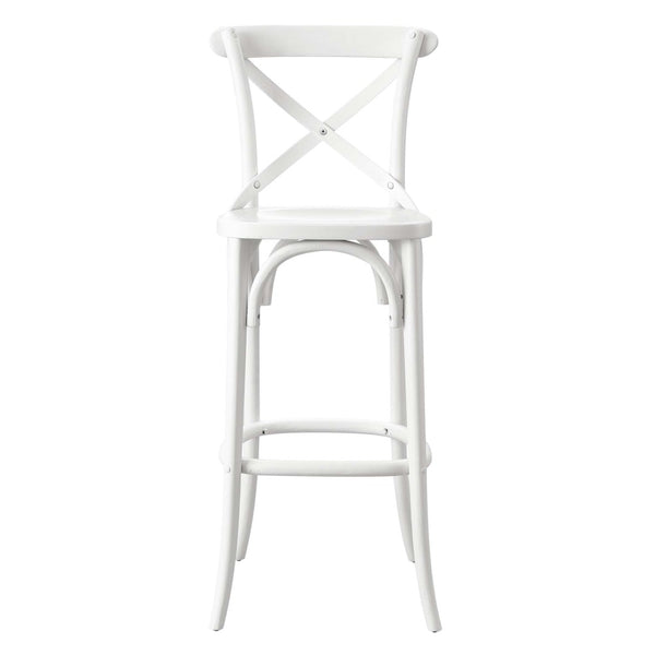 Modway Furniture Gear Bar Stool by Modway - Farmhouse Style, Durable Elm Wood, Comfortable Seating for Modern Spaces White EEI-5563-WHI