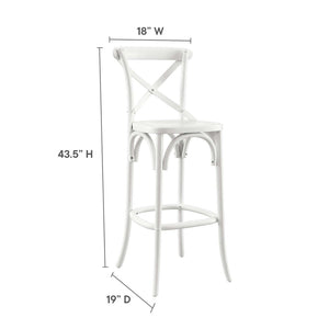 Modway Furniture Gear Bar Stool by Modway - Farmhouse Style, Durable Elm Wood, Comfortable Seating for Modern Spaces White EEI-5563-WHI
