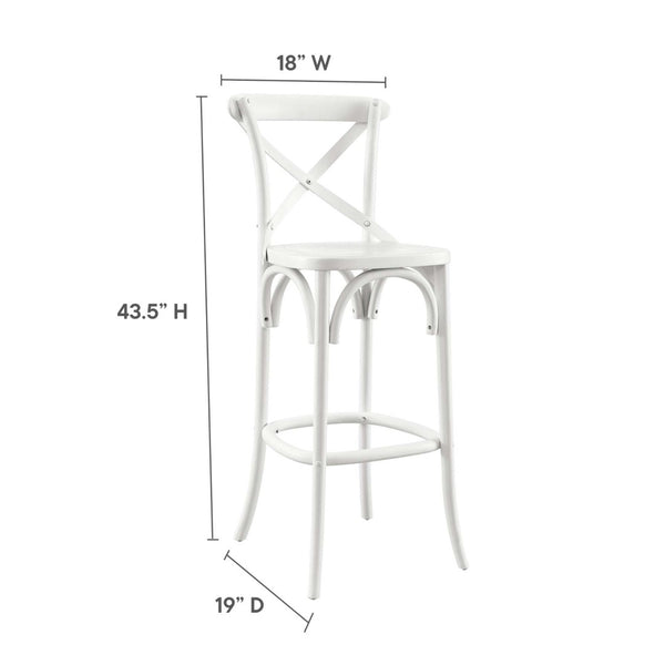 Modway Furniture Gear Bar Stool by Modway - Farmhouse Style, Durable Elm Wood, Comfortable Seating for Modern Spaces White EEI-5563-WHI
