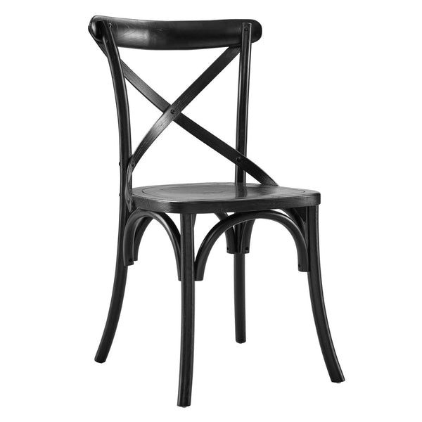 Modway Furniture Gear Dining Side Chair by Modway - Timeless Wood Design with Cushioned Comfort and Versatile Style Black EEI-5564-BLK