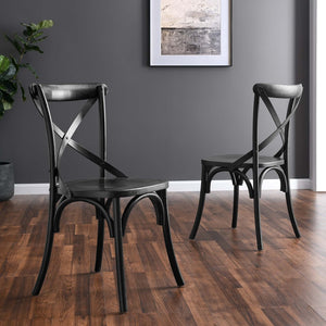 Modway Furniture Gear Dining Side Chair by Modway - Timeless Wood Design with Cushioned Comfort and Versatile Style Black EEI-5564-BLK