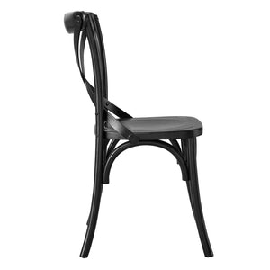 Modway Furniture Gear Dining Side Chair by Modway - Timeless Wood Design with Cushioned Comfort and Versatile Style Black EEI-5564-BLK