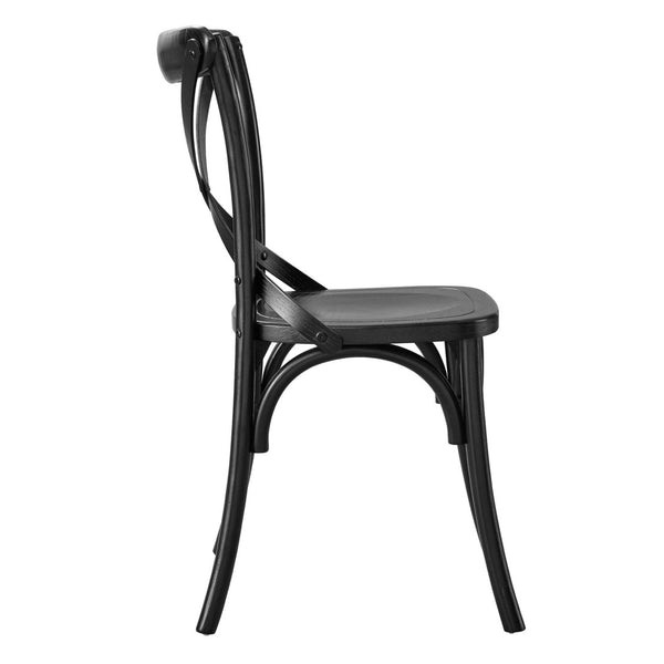 Modway Furniture Gear Dining Side Chair by Modway - Timeless Wood Design with Cushioned Comfort and Versatile Style Black EEI-5564-BLK