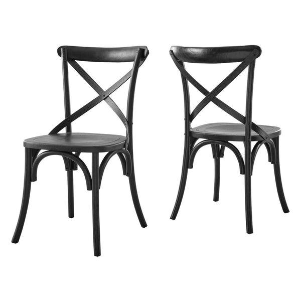 Modway Furniture Gear Dining Side Chair by Modway - Timeless Wood Design with Cushioned Comfort and Versatile Style Black EEI-5564-BLK