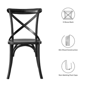 Modway Furniture Gear Dining Side Chair by Modway - Timeless Wood Design with Cushioned Comfort and Versatile Style Black EEI-5564-BLK