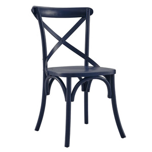 Modway Furniture Gear Dining Side Chair by Modway - Timeless Wood Design with Cushioned Comfort and Versatile Style Midnight Blue EEI-5564-MID