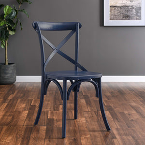 Modway Furniture Gear Dining Side Chair by Modway - Timeless Wood Design with Cushioned Comfort and Versatile Style Midnight Blue EEI-5564-MID