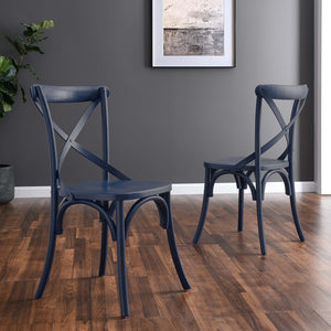 Modway Furniture Gear Dining Side Chair by Modway - Timeless Wood Design with Cushioned Comfort and Versatile Style Midnight Blue EEI-5564-MID