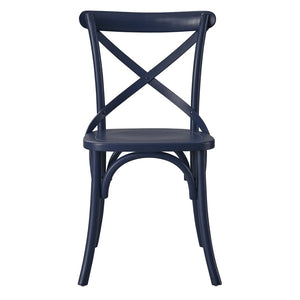 Modway Furniture Gear Dining Side Chair by Modway - Timeless Wood Design with Cushioned Comfort and Versatile Style Midnight Blue EEI-5564-MID