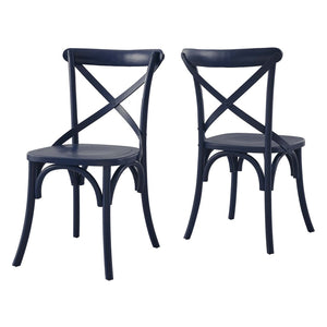 Modway Furniture Gear Dining Side Chair by Modway - Timeless Wood Design with Cushioned Comfort and Versatile Style Midnight Blue EEI-5564-MID