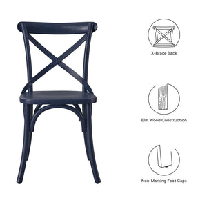 Modway Furniture Gear Dining Side Chair by Modway - Timeless Wood Design with Cushioned Comfort and Versatile Style Midnight Blue EEI-5564-MID