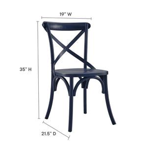 Modway Furniture Gear Dining Side Chair by Modway - Timeless Wood Design with Cushioned Comfort and Versatile Style Midnight Blue EEI-5564-MID