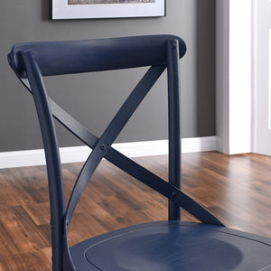 Modway Furniture Gear Dining Side Chair by Modway - Timeless Wood Design with Cushioned Comfort and Versatile Style Midnight Blue EEI-5564-MID
