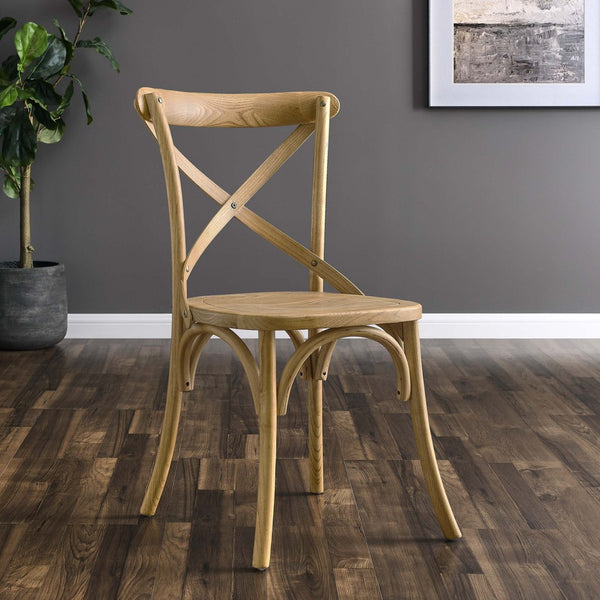 Modway Furniture Gear Dining Side Chair by Modway - Timeless Wood Design with Cushioned Comfort and Versatile Style Natural EEI-5564-NAT