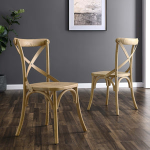 Modway Furniture Gear Dining Side Chair by Modway - Timeless Wood Design with Cushioned Comfort and Versatile Style Natural EEI-5564-NAT