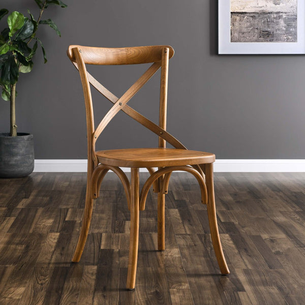 Modway Furniture Gear Dining Side Chair by Modway - Timeless Wood Design with Cushioned Comfort and Versatile Style Walnut EEI-5564-WAL