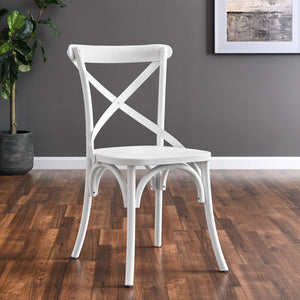Modway Furniture Gear Dining Side Chair by Modway - Timeless Wood Design with Cushioned Comfort and Versatile Style White EEI-5564-WHI