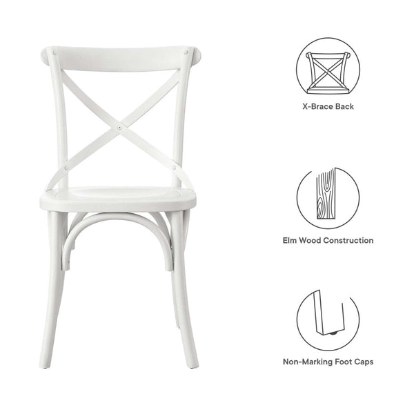 Modway Furniture Gear Dining Side Chair by Modway - Timeless Wood Design with Cushioned Comfort and Versatile Style White EEI-5564-WHI