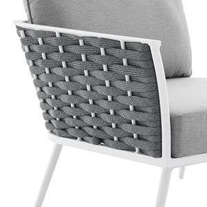 Modway Furniture Stance Outdoor Left-Facing Armchair - Modern Aluminum Frame with Water-Resistant Cushions & Rope Detail EEI-5565-WHI-GRY
