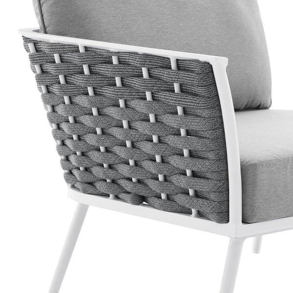 Modway Furniture Stance Outdoor Left-Facing Armchair - Modern Aluminum Frame with Water-Resistant Cushions & Rope Detail EEI-5565-WHI-GRY