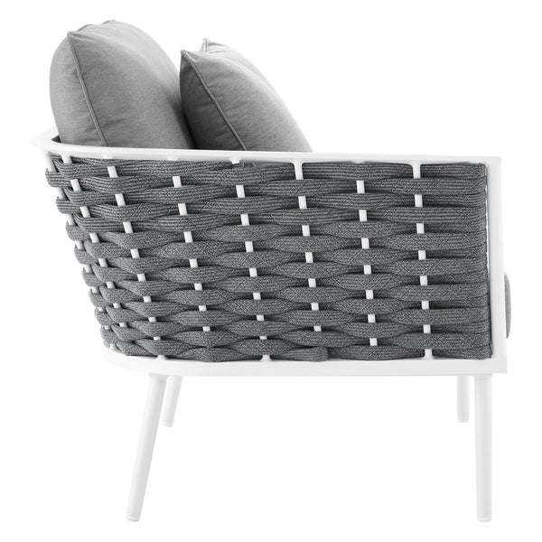 Modway Furniture Stance Outdoor Left-Facing Armchair - Modern Aluminum Frame with Water-Resistant Cushions & Rope Detail EEI-5565-WHI-GRY
