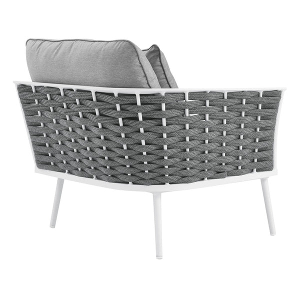 Modway Furniture Stance Outdoor Left-Facing Armchair - Modern Aluminum Frame with Water-Resistant Cushions & Rope Detail EEI-5565-WHI-GRY