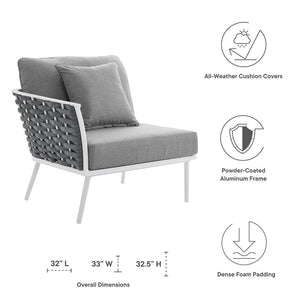 Modway Furniture Stance Outdoor Left-Facing Armchair - Modern Aluminum Frame with Water-Resistant Cushions & Rope Detail EEI-5565-WHI-GRY