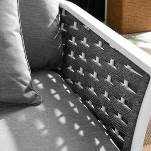 Modway Furniture Stance Outdoor Patio Aluminum Right-Facing Armchair – Stylish, Durable & Comfortable Seating Option EEI-5566-WHI-GRY