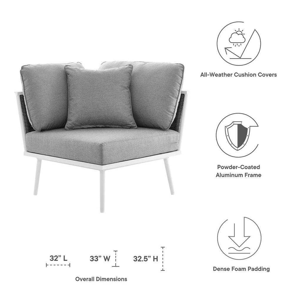 Modway Furniture Stance Outdoor Patio Corner Chair - Stylish Aluminum with Water-Resistant Cushions for Comfort EEI-5567-WHI-GRY